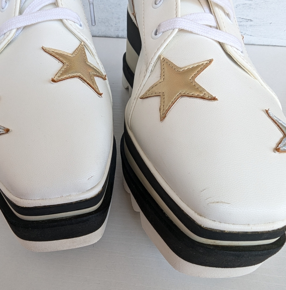 Stella McCartney White Black Cream Platform Sneakers - Picture 11 of 16